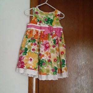 Flowers dress with pink ribbon 24 months